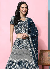 Splendid looking functional wear lehenga choli in teal colour